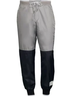 Thom Browne Pants|Colorblock Drawstring Joggers Grey Navy