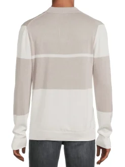 Saks Fifth Avenue Polos|Colorblock Johnny Collar Sweater Stone Grey
