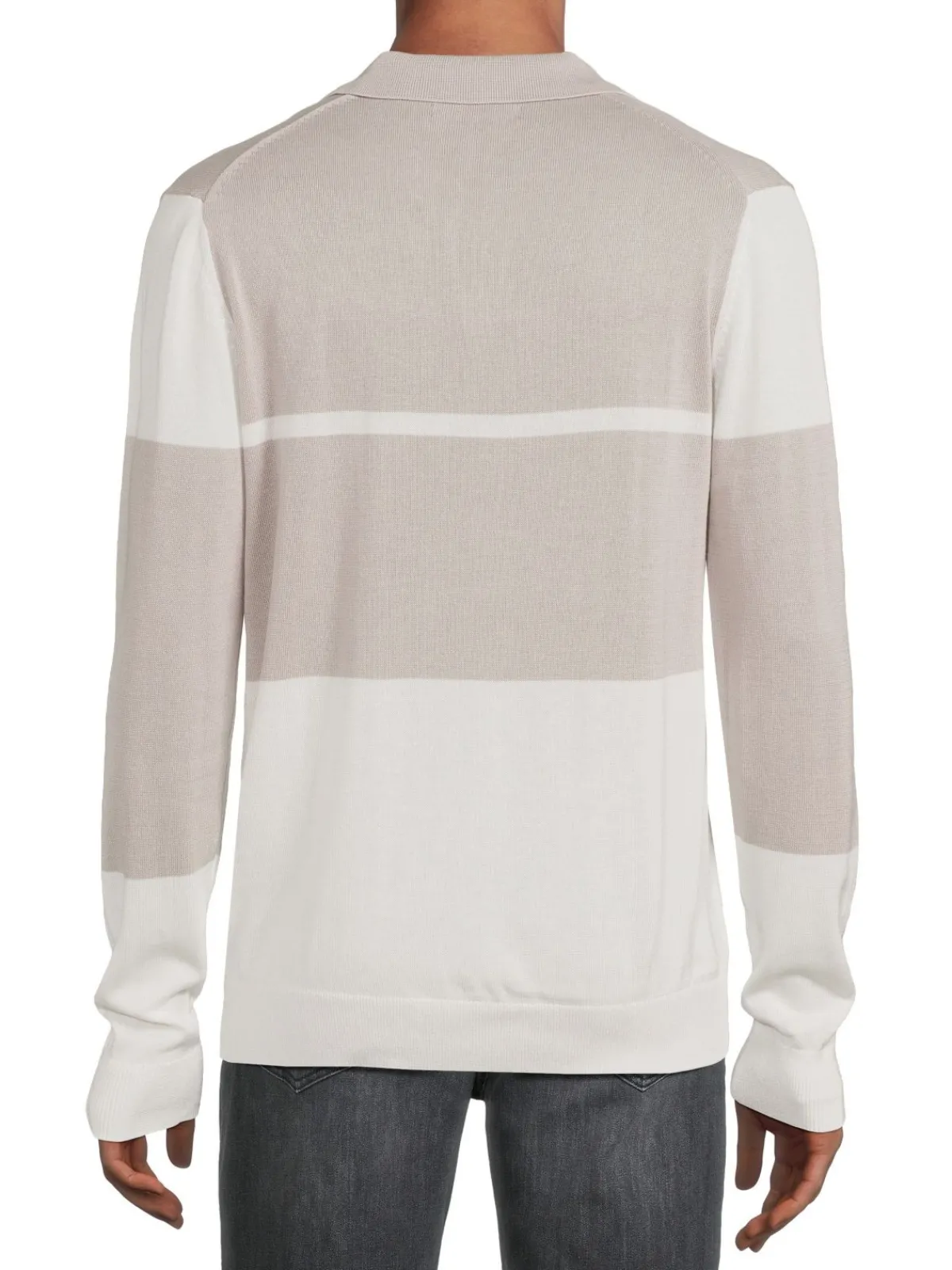 Saks Fifth Avenue Polos|Colorblock Johnny Collar Sweater Stone Grey