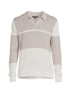 Saks Fifth Avenue Polos|Colorblock Johnny Collar Sweater Stone Grey