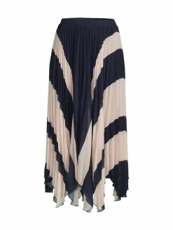 Women Wdny Colorblock Pleated Maxi Skirt