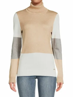 Women Calvin Klein Colorblock Turtleneck Sweater