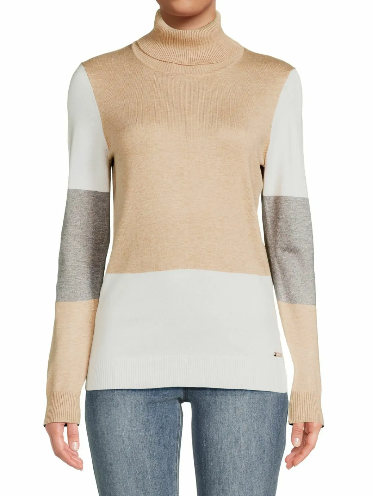 Women Calvin Klein Colorblock Turtleneck Sweater