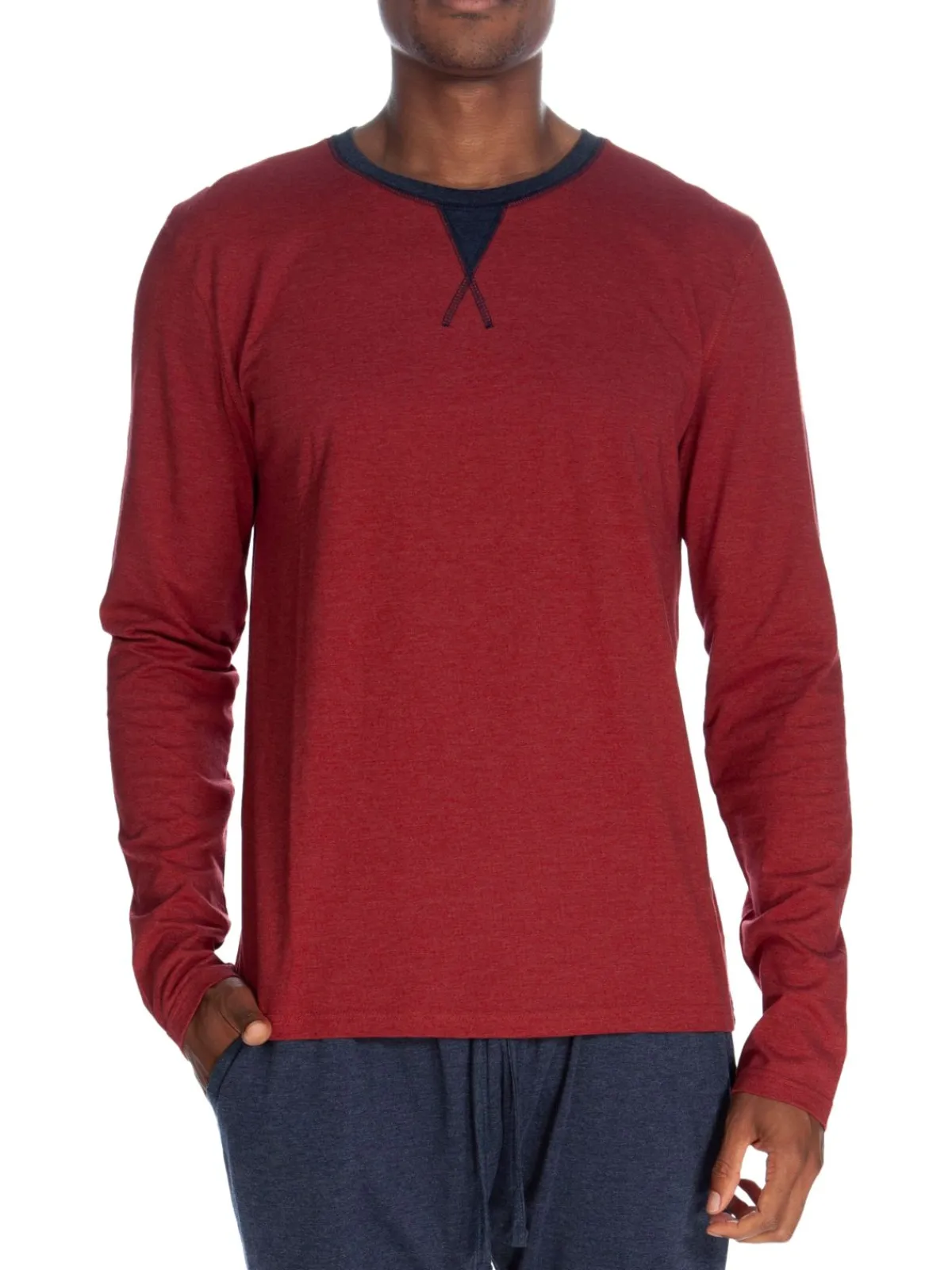 Unsimply Stitched Loungewear, Sleepwear & Robes|Contrast Crewneck T Shirt Heather Red