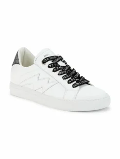 Zadig & Voltaire Contrast Lace Leather Sneakers