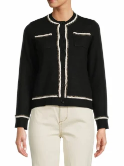 Women YAL New York Contrast Trim Boxy Cardigan