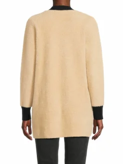 Women Renee C. Contrast Trim Wool Blend Open Front Cardigan