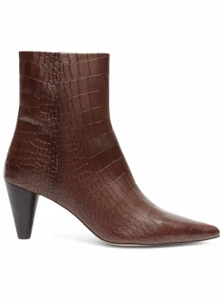Anthony Veer Cora Croc-Embossed Leather Heel Zip Boots