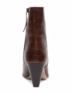 Anthony Veer Cora Croc-Embossed Leather Heel Zip Boots