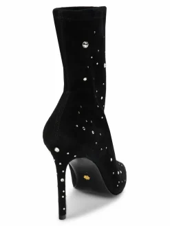 Stuart Weitzman Cosmic Crystal Suede Sock Booties