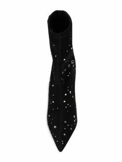 Stuart Weitzman Cosmic Crystal Suede Sock Booties