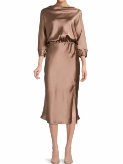 Women Renee C. Cowlneck Satin Midi Dress
