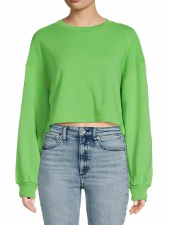Women Something Navy Cropped Crewneck Sweatshirt