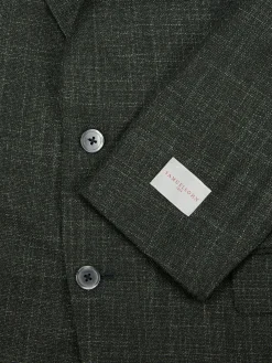 Samuelsohn Blazers & Sportcoats|Crosshatch Wool & Silk Blazer Olive Multi