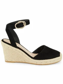 Stuart Weitzman Crystal Buckle Espadrille Wedge Pumps