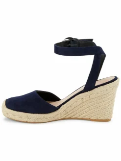 Stuart Weitzman Crystal Buckle Espadrille Wedge Pumps
