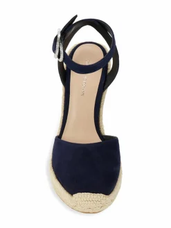 Stuart Weitzman Crystal Buckle Espadrille Wedge Pumps