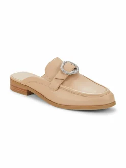 Stuart Weitzman Crystal Buckle Leather Mules