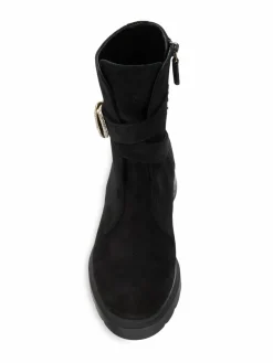 Stuart Weitzman Crystal Buckle Suede Ankle Boots