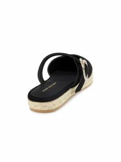 Stuart Weitzman Crystal Buckle Suede Espadrilles