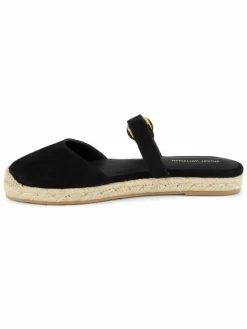 Stuart Weitzman Crystal Buckle Suede Espadrilles