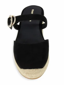 Stuart Weitzman Crystal Buckle Suede Espadrilles