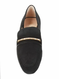 Stuart Weitzman Crystal Deco Suede Loafers
