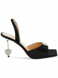 Mach & Mach Crystal Heart Slingback Heel Sandals