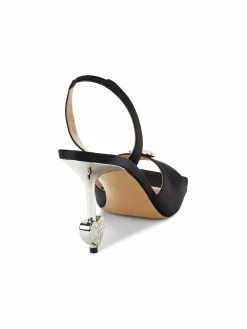 Mach & Mach Crystal Heart Slingback Heel Sandals