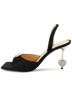 Mach & Mach Crystal Heart Slingback Heel Sandals