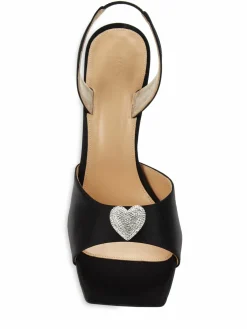Mach & Mach Crystal Heart Slingback Heel Sandals