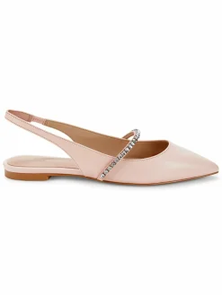 Stuart Weitzman Crystalline Leather Slingback Flats