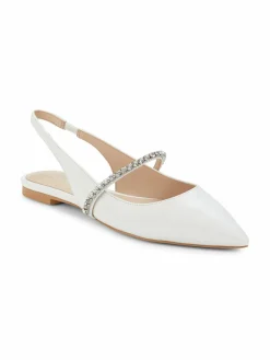 Stuart Weitzman Crystalline Leather Slingback Flats