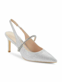 Stuart Weitzman Crystalne Slingback Mesh Pumps