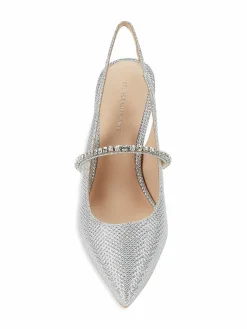 Stuart Weitzman Crystalne Slingback Mesh Pumps