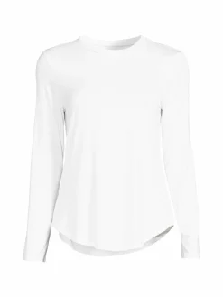 Women Saks Fifth Avenue Curved Hem Crewneck T Shirt