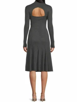 Women Donna Karan Cut Out Knit Cashmere Blend Midi Dress