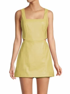Women Avec Les Filles Cutout Faux Leather Romper