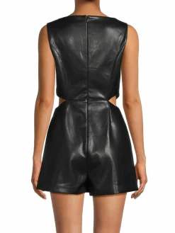 Women Avec Les Filles Cutout Faux Leather Romper