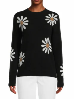 Women Saks Fifth Avenue Daisy Floral Crewneck Cashmere Sweater