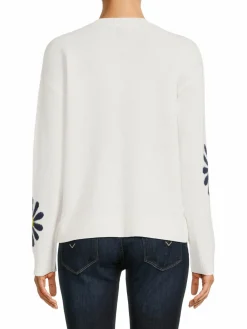 Women Saks Fifth Avenue Daisy Floral Crewneck Cashmere Sweater