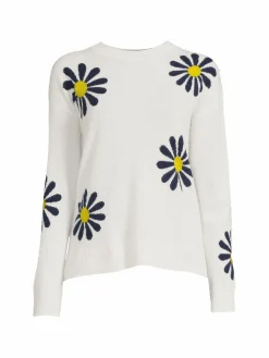 Women Saks Fifth Avenue Daisy Floral Crewneck Cashmere Sweater