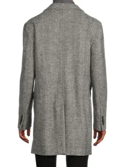 Jack Victor Coats & Jackets|Delman Textured Wool Blend Bib Coat Light Grey