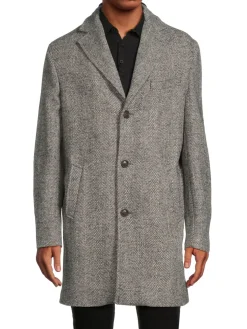 Jack Victor Coats & Jackets|Delman Textured Wool Blend Bib Coat Light Grey