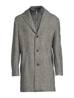 Jack Victor Coats & Jackets|Delman Textured Wool Blend Bib Coat Light Grey