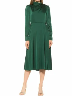 Women Alexia Admor Denni Draped Fit & Flare Satin Dress