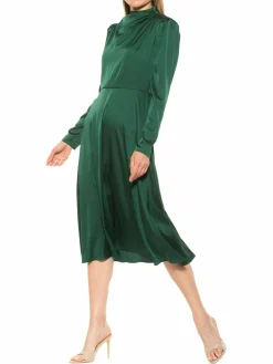 Women Alexia Admor Denni Draped Fit & Flare Satin Dress