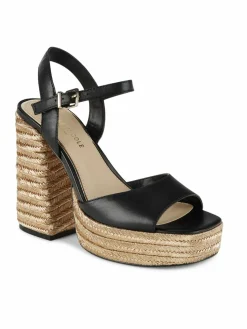 Kenneth Cole Dexter Leather Espadrille Platform Sandals
