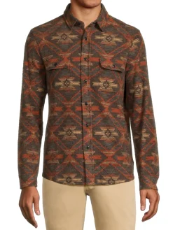 Faherty Casual Button-Down Shirts|Dgf Legend Geoemetric Print Shirt Brown