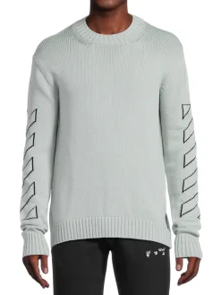 Off-White Sweaters|Diag Logo Graphic Sweater Ice